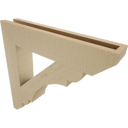 Ekena Millwork - BKTUR035X20X20OLY06RCPR - Timberthane Faux Wood Olympic Style Bracket, Slat Ends, 3 1/2"W x 20"D x 20"H, Primed Tan