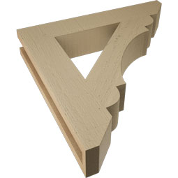 Ekena Millwork - BKTUR035X20X20OLY06RCPR - Timberthane Faux Wood Olympic Style Bracket, Slat Ends, 3 1/2"W x 20"D x 20"H, Primed Tan