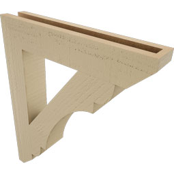 Ekena Millwork - BKTUR035X20X24OLY06RCPR - Timberthane Faux Wood Olympic Style Bracket, Slat Ends, 3 1/2"W x 20"D x 24"H, Primed Tan