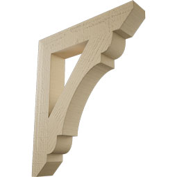 Ekena Millwork - BKTUR035X20X24OLY06RCPR - Timberthane Faux Wood Olympic Style Bracket, Slat Ends, 3 1/2"W x 20"D x 24"H, Primed Tan