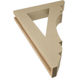 Ekena Millwork - BKTUR035X20X28OLY06RCPR - Timberthane Faux Wood Olympic Style Bracket, Slat Ends, 3 1/2"W x 20"D x 28"H, Primed Tan
