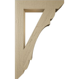 Ekena Millwork - BKTUR035X20X32OLY06RCPR - Timberthane Faux Wood Olympic Style Bracket, Slat Ends, 3 1/2"W x 20"D x 32"H, Primed Tan