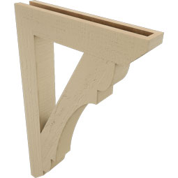 Ekena Millwork - BKTUR035X20X32OLY06RCPR - Timberthane Faux Wood Olympic Style Bracket, Slat Ends, 3 1/2"W x 20"D x 32"H, Primed Tan