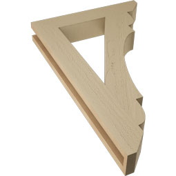 Ekena Millwork - BKTUR035X20X32OLY06RCPR - Timberthane Faux Wood Olympic Style Bracket, Slat Ends, 3 1/2"W x 20"D x 32"H, Primed Tan