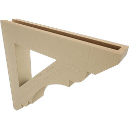 Ekena Millwork - BKTUR035X22X22OLY06RCPR - Timberthane Faux Wood Olympic Style Bracket, Slat Ends, 3 1/2"W x 22"D x 22"H, Primed Tan