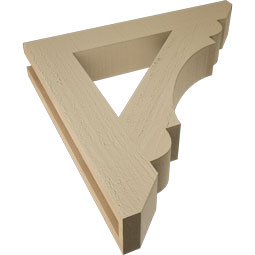 Ekena Millwork - BKTUR035X22X22OLY06RCPR - Timberthane Faux Wood Olympic Style Bracket, Slat Ends, 3 1/2"W x 22"D x 22"H, Primed Tan