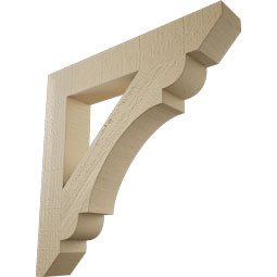 Ekena Millwork - BKTUR035X22X22OLY06RCPR - Timberthane Faux Wood Olympic Style Bracket, Slat Ends, 3 1/2"W x 22"D x 22"H, Primed Tan