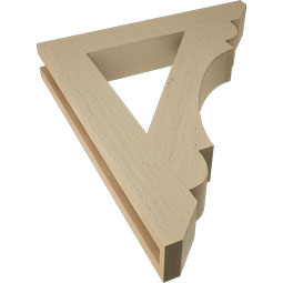 Ekena Millwork - BKTUR035X22X26OLY06RCPR - Timberthane Faux Wood Olympic Style Bracket, Slat Ends, 3 1/2"W x 22"D x 26"H, Primed Tan