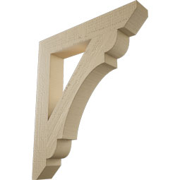 Ekena Millwork - BKTUR035X22X26OLY06RCPR - Timberthane Faux Wood Olympic Style Bracket, Slat Ends, 3 1/2"W x 22"D x 26"H, Primed Tan