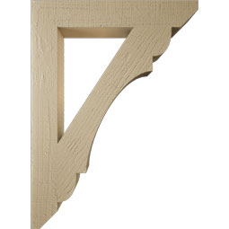 Ekena Millwork - BKTUR035X22X30OLY06RCPR - Timberthane Faux Wood Olympic Style Bracket, Slat Ends, 3 1/2"W x 22"D x 30"H, Primed Tan