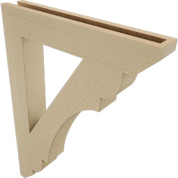 Ekena Millwork - BKTUR035X22X30OLY06RCPR - Timberthane Faux Wood Olympic Style Bracket, Slat Ends, 3 1/2"W x 22"D x 30"H, Primed Tan