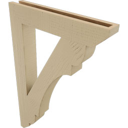 Ekena Millwork - BKTUR035X22X34OLY06RCPR - Timberthane Faux Wood Olympic Style Bracket, Slat Ends, 3 1/2"W x 22"D x 34"H, Primed Tan