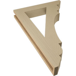 Ekena Millwork - BKTUR035X22X34OLY06RCPR - Timberthane Faux Wood Olympic Style Bracket, Slat Ends, 3 1/2"W x 22"D x 34"H, Primed Tan
