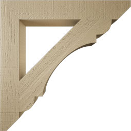 Ekena Millwork - BKTUR035X24X24OLY06RCPR - Timberthane Faux Wood Olympic Style Bracket, Slat Ends, 3 1/2"W x 24"D x 24"H, Primed Tan