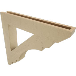 Ekena Millwork - BKTUR035X24X24OLY06RCPR - Timberthane Faux Wood Olympic Style Bracket, Slat Ends, 3 1/2"W x 24"D x 24"H, Primed Tan