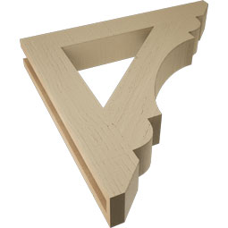 Ekena Millwork - BKTUR035X24X24OLY06RCPR - Timberthane Faux Wood Olympic Style Bracket, Slat Ends, 3 1/2"W x 24"D x 24"H, Primed Tan