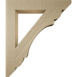 Ekena Millwork - BKTUR035X24X28OLY06RCPR - Timberthane Faux Wood Olympic Style Bracket, Slat Ends, 3 1/2"W x 24"D x 28"H, Primed Tan