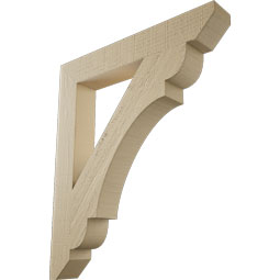 Ekena Millwork - BKTUR035X24X28OLY06RCPR - Timberthane Faux Wood Olympic Style Bracket, Slat Ends, 3 1/2"W x 24"D x 28"H, Primed Tan