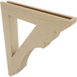 Ekena Millwork - BKTUR035X24X32OLY06RCPR - Timberthane Faux Wood Olympic Style Bracket, Slat Ends, 3 1/2"W x 24"D x 32"H, Primed Tan