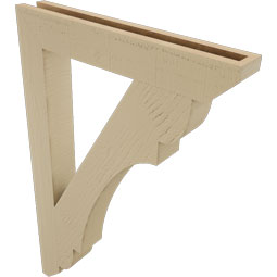 Ekena Millwork - BKTUR035X24X36OLY06RCPR - Timberthane Faux Wood Olympic Style Bracket, Slat Ends, 3 1/2"W x 24"D x 36"H, Primed Tan