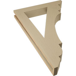 Ekena Millwork - BKTUR035X24X36OLY06RCPR - Timberthane Faux Wood Olympic Style Bracket, Slat Ends, 3 1/2"W x 24"D x 36"H, Primed Tan