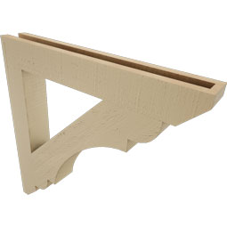 Ekena Millwork - BKTUR035X26X26OLY06RCPR - Timberthane Faux Wood Olympic Style Bracket, Slat Ends, 3 1/2"W x 26"D x 26"H, Primed Tan