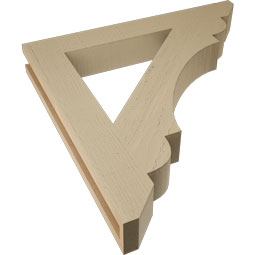 Ekena Millwork - BKTUR035X26X26OLY06RCPR - Timberthane Faux Wood Olympic Style Bracket, Slat Ends, 3 1/2"W x 26"D x 26"H, Primed Tan