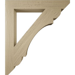 Ekena Millwork - BKTUR035X26X30OLY06RCPR - Timberthane Faux Wood Olympic Style Bracket, Slat Ends, 3 1/2"W x 26"D x 30"H, Primed Tan