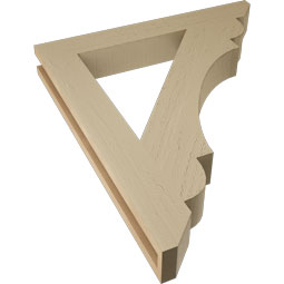 Ekena Millwork - BKTUR035X26X30OLY06RCPR - Timberthane Faux Wood Olympic Style Bracket, Slat Ends, 3 1/2"W x 26"D x 30"H, Primed Tan