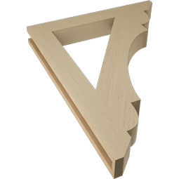 Ekena Millwork - BKTUR035X26X34OLY06RCPR - Timberthane Faux Wood Olympic Style Bracket, Slat Ends, 3 1/2"W x 26"D x 34"H, Primed Tan