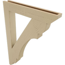 Ekena Millwork - BKTUR035X26X38OLY06RCPR - Timberthane Faux Wood Olympic Style Bracket, Slat Ends, 3 1/2"W x 26"D x 38"H, Primed Tan
