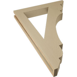Ekena Millwork - BKTUR035X26X38OLY06RCPR - Timberthane Faux Wood Olympic Style Bracket, Slat Ends, 3 1/2"W x 26"D x 38"H, Primed Tan