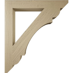 Ekena Millwork - BKTUR035X28X32OLY06RCPR - Timberthane Faux Wood Olympic Style Bracket, Slat Ends, 3 1/2"W x 28"D x 32"H, Primed Tan