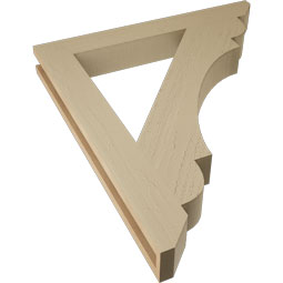Ekena Millwork - BKTUR035X28X32OLY06RCPR - Timberthane Faux Wood Olympic Style Bracket, Slat Ends, 3 1/2"W x 28"D x 32"H, Primed Tan