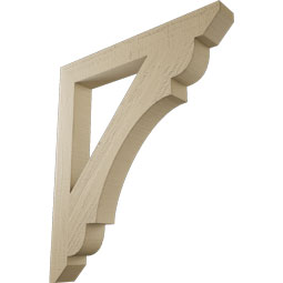 Ekena Millwork - BKTUR035X28X32OLY06RCPR - Timberthane Faux Wood Olympic Style Bracket, Slat Ends, 3 1/2"W x 28"D x 32"H, Primed Tan