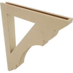 Ekena Millwork - BKTUR035X28X36OLY06RCPR - Timberthane Faux Wood Olympic Style Bracket, Slat Ends, 3 1/2"W x 28"D x 36"H, Primed Tan