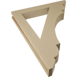 Ekena Millwork - BKTUR035X28X36OLY06RCPR - Timberthane Faux Wood Olympic Style Bracket, Slat Ends, 3 1/2"W x 28"D x 36"H, Primed Tan