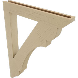 Ekena Millwork - BKTUR035X28X40OLY06RCPR - Timberthane Faux Wood Olympic Style Bracket, Slat Ends, 3 1/2"W x 28"D x 40"H, Primed Tan