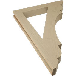 Ekena Millwork - BKTUR035X28X40OLY06RCPR - Timberthane Faux Wood Olympic Style Bracket, Slat Ends, 3 1/2"W x 28"D x 40"H, Primed Tan