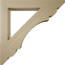 Ekena Millwork - BKTUR035X30X30OLY06RCPR - Timberthane Faux Wood Olympic Style Bracket, Slat Ends, 3 1/2"W x 30"D x 30"H, Primed Tan