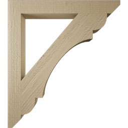 Ekena Millwork - BKTUR035X30X34OLY06RCPR - Timberthane Faux Wood Olympic Style Bracket, Slat Ends, 3 1/2"W x 30"D x 34"H, Primed Tan
