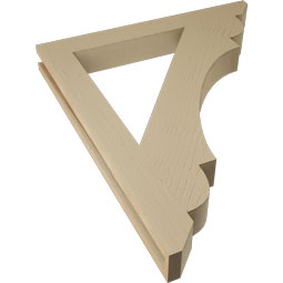 Ekena Millwork - BKTUR035X30X36OLY06RCPR - Timberthane Faux Wood Olympic Style Bracket, Slat Ends, 3 1/2"W x 30"D x 36"H, Primed Tan
