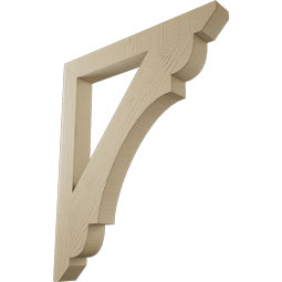 Ekena Millwork - BKTUR035X30X36OLY06RCPR - Timberthane Faux Wood Olympic Style Bracket, Slat Ends, 3 1/2"W x 30"D x 36"H, Primed Tan