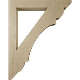 Ekena Millwork - BKTUR035X30X38OLY06RCPR - Timberthane Faux Wood Olympic Style Bracket, Slat Ends, 3 1/2"W x 30"D x 38"H, Primed Tan