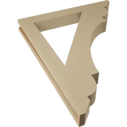 Ekena Millwork - BKTUR035X30X38OLY06RCPR - Timberthane Faux Wood Olympic Style Bracket, Slat Ends, 3 1/2"W x 30"D x 38"H, Primed Tan