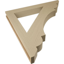 Ekena Millwork - BKTUR035X32X32OLY06RCPR - Timberthane Faux Wood Olympic Style Bracket, Slat Ends, 3 1/2"W x 32"D x 32"H, Primed Tan