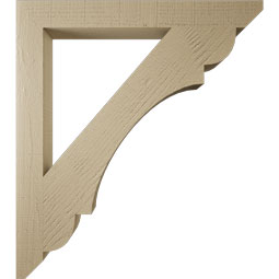 Ekena Millwork - BKTUR035X32X36OLY06RCPR - Timberthane Faux Wood Olympic Style Bracket, Slat Ends, 3 1/2"W x 32"D x 36"H, Primed Tan