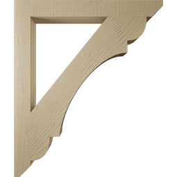 Ekena Millwork - BKTUR035X32X38OLY06RCPR - Timberthane Faux Wood Olympic Style Bracket, Slat Ends, 3 1/2"W x 32"D x 38"H, Primed Tan