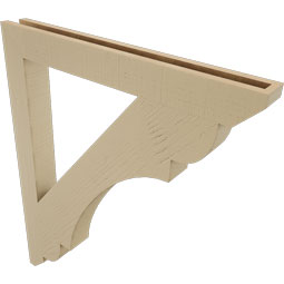 Ekena Millwork - BKTUR035X32X38OLY06RCPR - Timberthane Faux Wood Olympic Style Bracket, Slat Ends, 3 1/2"W x 32"D x 38"H, Primed Tan
