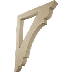 Ekena Millwork - BKTUR035X32X40OLY06RCPR - Timberthane Faux Wood Olympic Style Bracket, Slat Ends, 3 1/2"W x 32"D x 40"H, Primed Tan